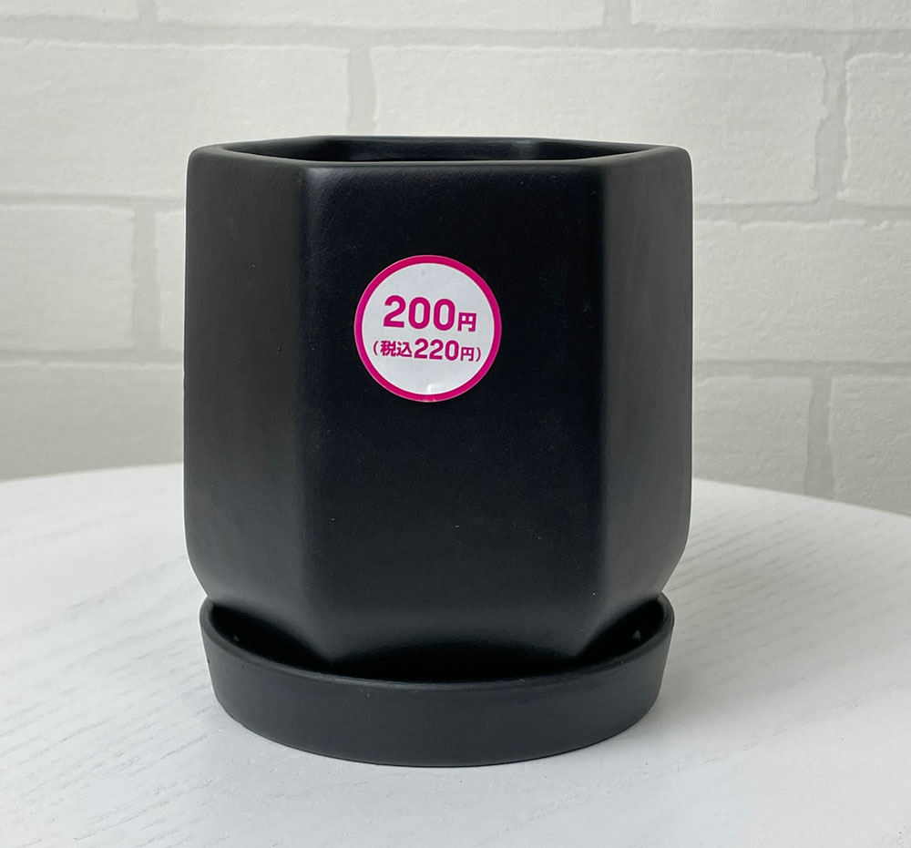 ダイソーの陶器ブラック色200円鉢